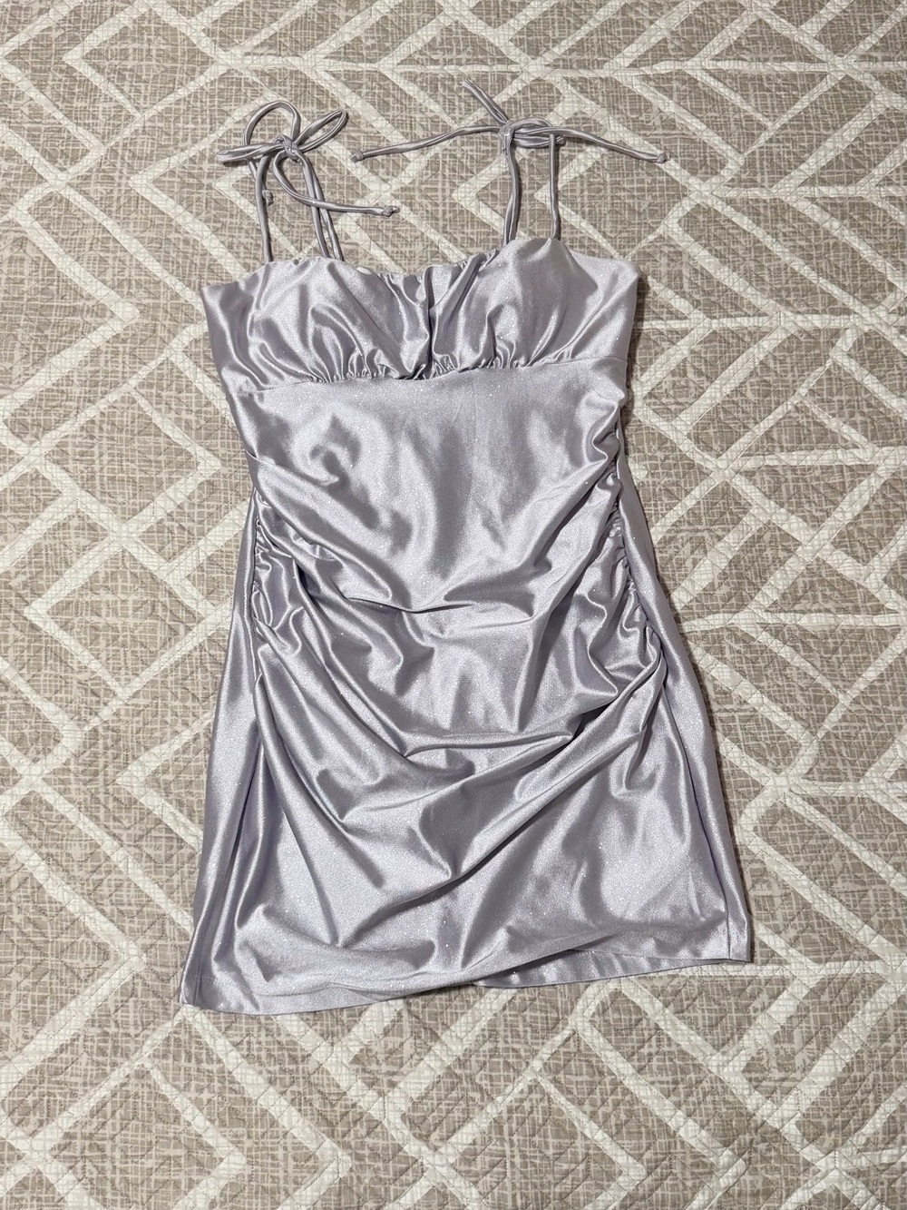 Honey and Rosie Lilac Satin Tie-Strap Mini Dress